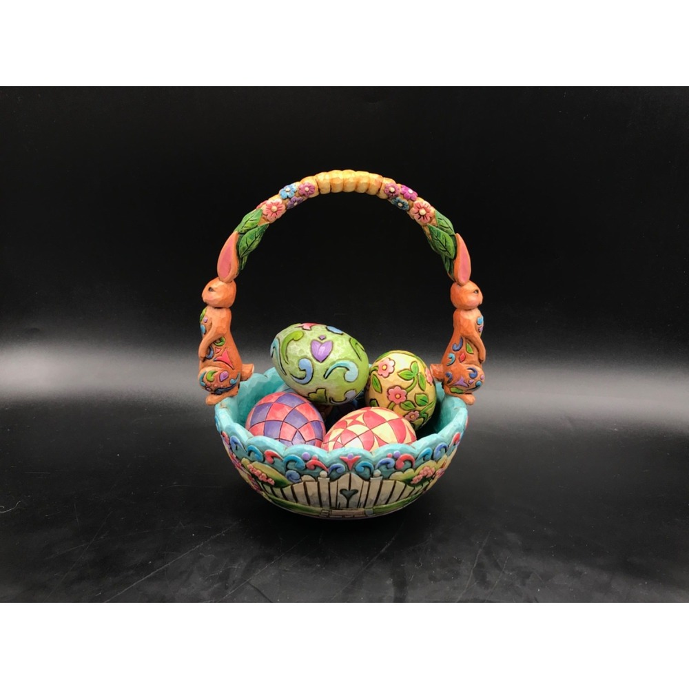 Jim Shore Heartwood Creek Easter Basket Figurine Rabbit with Eggs 4007945